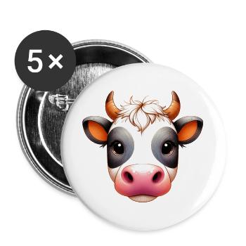 Vache - Lot de 5 grands badges (56 mm) - blanc - Devant
