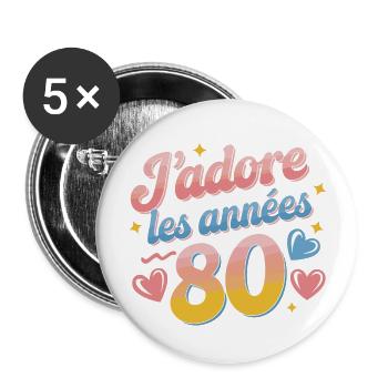 J'adore les années 80 - Lot de 5 grands badges (56 mm) - blanc - Devant