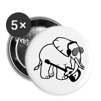 Elefant Spielt Gitarre Musik Party Band Gitarrist - Buttons groß 56 mm (5er Pack) - Weiß - Vorne