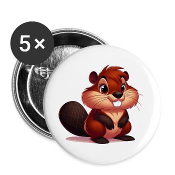 Beaver - Buttons large 2.2''/56 mm (5-pack) - white - Front