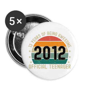 13 ans d’être génial 2012 Adolescent officiel - Lot de 5 grands badges (56 mm) - blanc - Devant