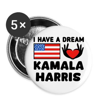 Kamala Harris President Hearthand - Buttons large 2.2''/56 mm (5-pack) - white - Front