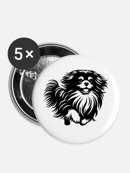 Tibet Spaniel - Buttons groß 56 mm (5er Pack) - Weiß