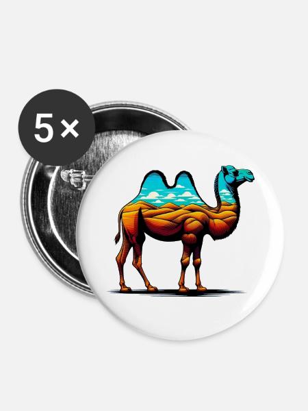 Kamel - Buttons groß 56 mm (5er Pack) - Weiß