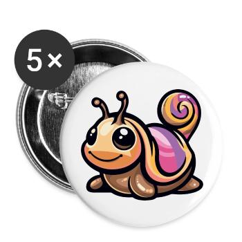 schnecke comic - Buttons groß 56 mm (5er Pack) - Weiß - Vorne