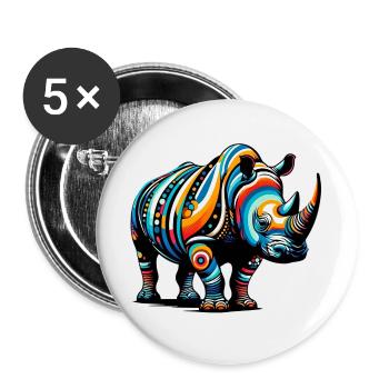 Rhinoceros - Buttons large 2.2''/56 mm (5-pack) - white - Front