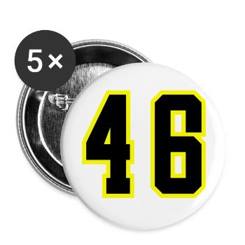 46 Zahl Trikot - Buttons groß 56 mm (5er Pack) - Weiß - Vorne