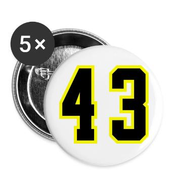 Maillot à 43 numéros - Lot de 5 grands badges (56 mm) - blanc - Devant