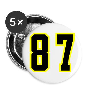 87 Zahl Trikot - Buttons groß 56 mm (5er Pack) - Weiß - Vorne