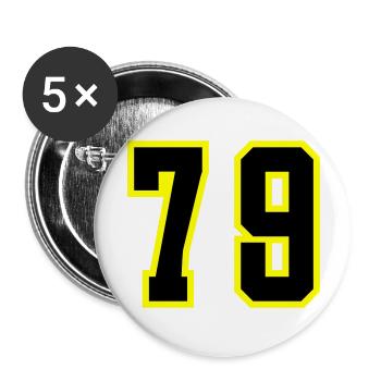 79 Zahl Trikot - Buttons groß 56 mm (5er Pack) - Weiß - Vorne
