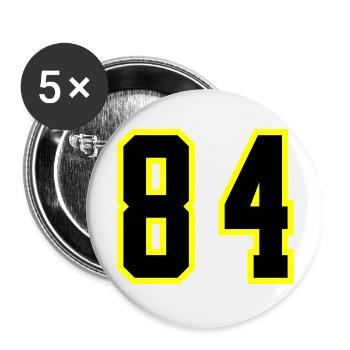84 Zahl Trikot - Buttons groß 56 mm (5er Pack) - Weiß - Vorne
