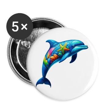 Dolphin - Buttons large 2.2''/56 mm (5-pack) - white - Front