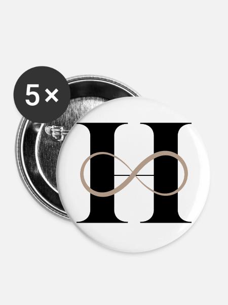 Unendlicher Buchstabe h - Buttons groß 56 mm (5er Pack) - Weiß