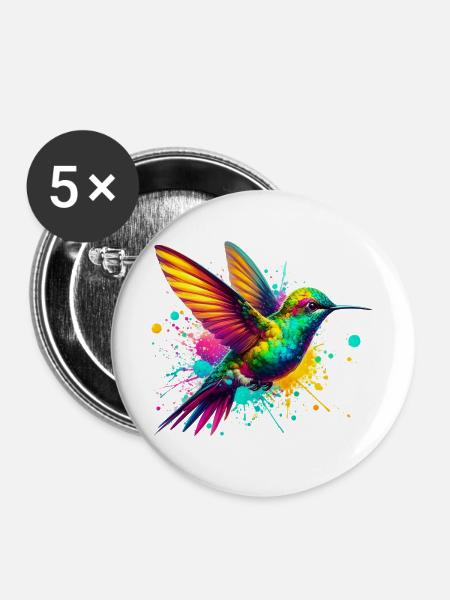 Kolibri - Buttons groß 56 mm (5er Pack) - Weiß