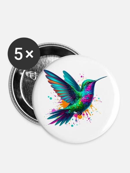 Kolibri - Buttons groß 56 mm (5er Pack) - Weiß