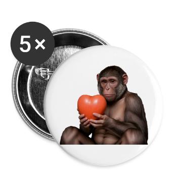 Affe mit einem Herz - Buttons groß 56 mm (5er Pack) - Weiß - Vorne