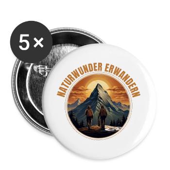 Natur erwandern - Buttons groß 56 mm (5er Pack) - Weiß - Vorne