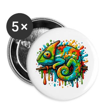 Caméléon - Lot de 5 grands badges (56 mm) - blanc - Devant
