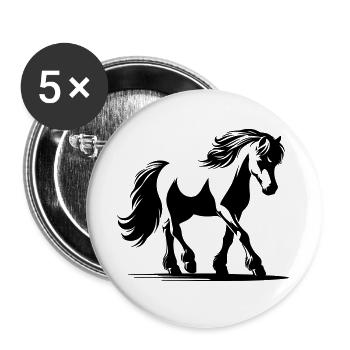 Cheval Poney de selle allemand - Lot de 5 grands badges (56 mm) - blanc - Devant