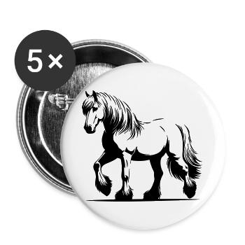 Horse Haflinger - Buttons large 2.2''/56 mm (5-pack) - white - Front