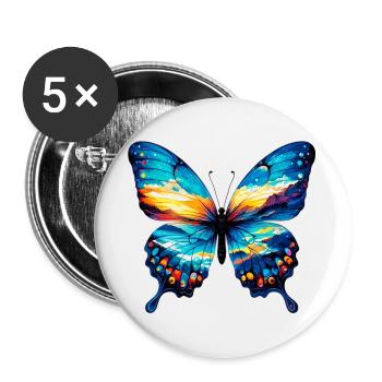Schmetterling - Buttons groß 56 mm (5er Pack) - Weiß - Vorne