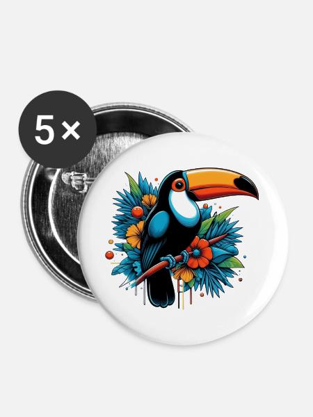Tukan - Buttons groß 56 mm (5er Pack) - Weiß