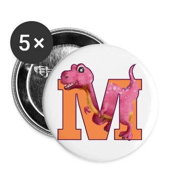M- DINOSAURIER, Personalisierbar - Buttons groß 56 mm (5er Pack) - Weiß - Vorne