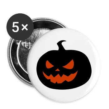 Citrouille effrayante Halloween - Lot de 5 grands badges (56 mm) - blanc - Devant
