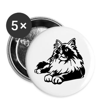 Chat Ragdoll - Lot de 5 grands badges (56 mm) - blanc - Devant
