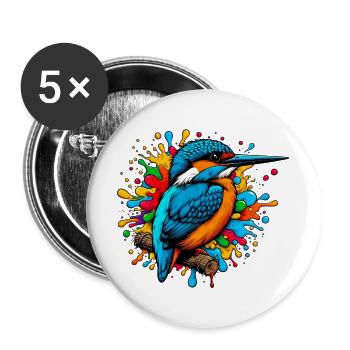 Eisvogel - Buttons groß 56 mm (5er Pack) - Weiß - Vorne