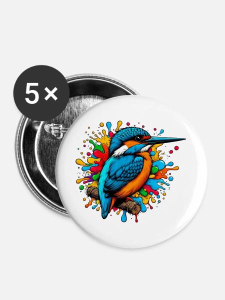 Eisvogel - Buttons groß 56 mm (5er Pack) - Weiß