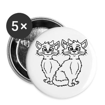 2 Cats Girls Women Girlfriends Bow Team - Buttons large 2.2''/56 mm (5-pack) - white - Front