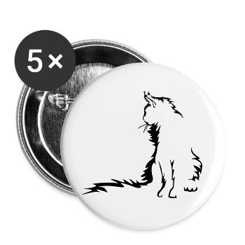 Maine Coon Cat - Buttons large 2.2''/56 mm (5-pack) - white - Front