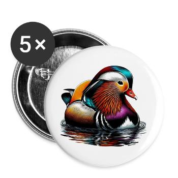 Mandarin duck - Buttons large 2.2''/56 mm (5-pack) - white - Front