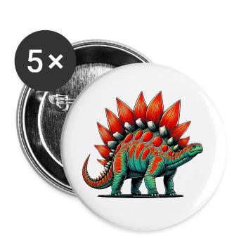 Dinosaurier - Buttons groß 56 mm (5er Pack) - Weiß - Vorne