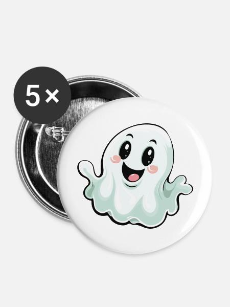 ghost funny - Buttons groß 56 mm (5er Pack) - Weiß