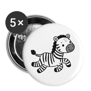Zebra - Buttons groß 56 mm (5er Pack) - Weiß - Vorne