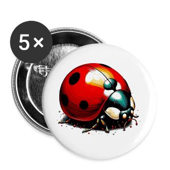 Marienkäfer - Buttons groß 56 mm (5er Pack) - Weiß - Vorne