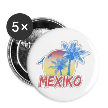 Urlaub Mexiko - Buttons groß 56 mm (5er Pack) - Weiß - Vorne