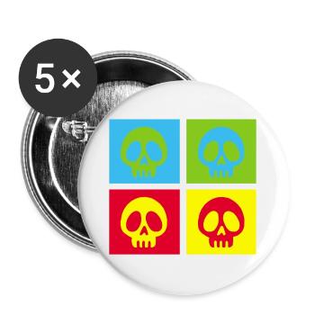 Pop art manga skull - Buttons large 2.2''/56 mm (5-pack) - white - Front