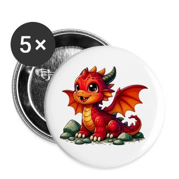 Dragon - Buttons large 2.2''/56 mm (5-pack) - white - Front
