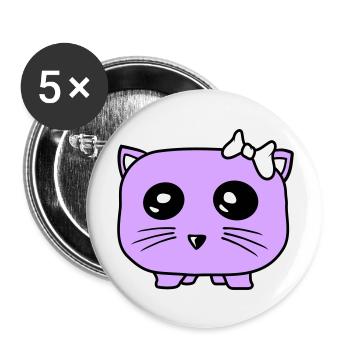 Girl Cat Pretty Bow Little Hamster Woman - Buttons large 2.2''/56 mm (5-pack) - white - Front
