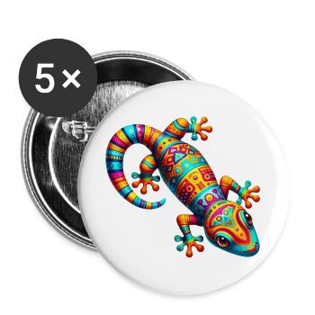 Gecko - Lot de 5 grands badges (56 mm) - blanc - Devant