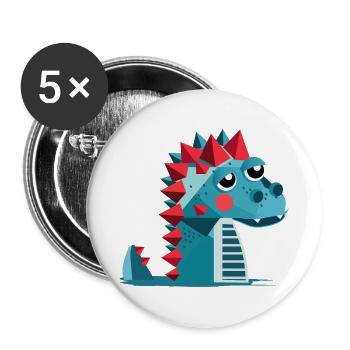 Ein Dino – Verspielte und farbenfrohe Illustration - Buttons groß 56 mm (5er Pack) - Weiß - Vorne