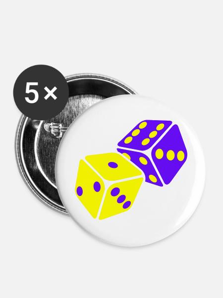 Würfel - Buttons groß 56 mm (5er Pack) - Weiß