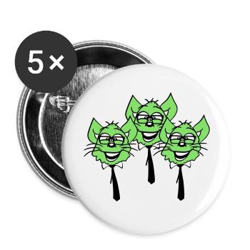3 Clever Nerd Cats Horn-Rimmed Glasses Geek Tie Fun - Buttons large 2.2''/56 mm (5-pack) - white - Front