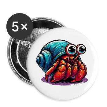 Bernard-l'ermite - Lot de 5 grands badges (56 mm) - blanc - Devant