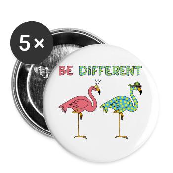 Verschiedene Flamingos - Buttons groß 56 mm (5er Pack) - Weiß - Vorne