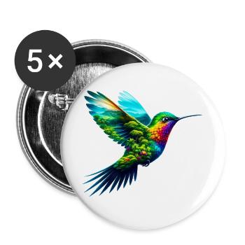 Kolibri - Buttons groß 56 mm (5er Pack) - Weiß - Vorne