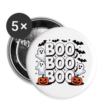 Boo Boo Boo Halloween Design - Buttons groß 56 mm (5er Pack) - Weiß - Vorne